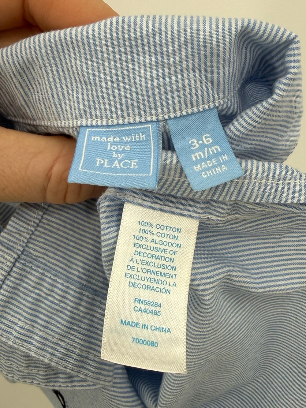 The Children's Place Faux Suspender Button Up Shirt | Blue Stripe | 3-6 Months